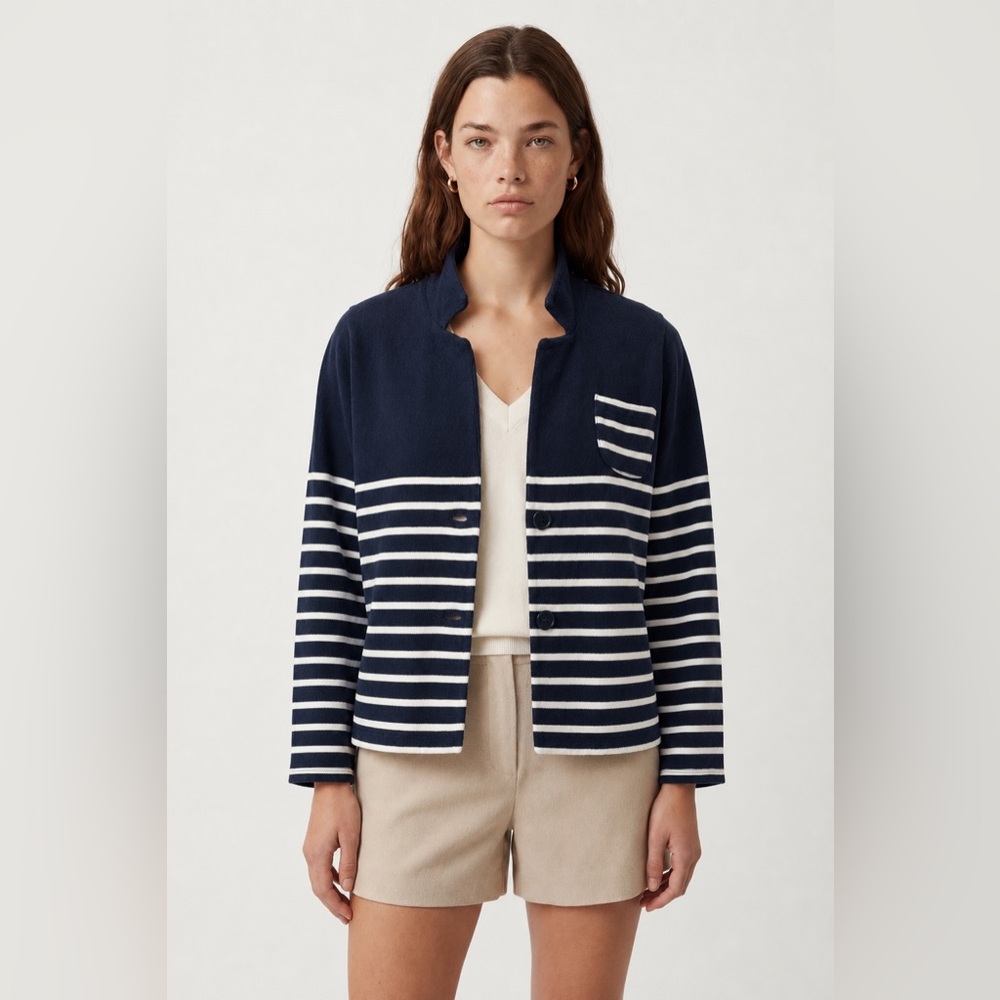 NICE THINGS Paloma S - Navy Striped Jacket